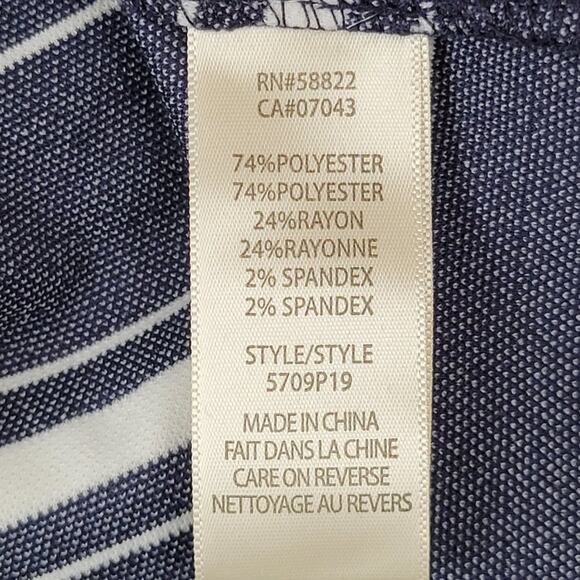 Max Studio Navy & White‎ Striped Midi Pencil Skirt Size XS - Picture 6 of 7